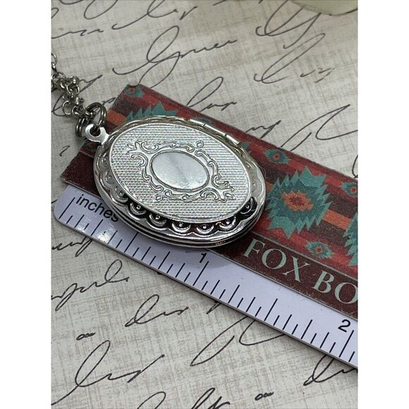 BLUE Navy Rose White Mothers Day Cameo Locket Silver Easter Daughter Wedding - Picture 8 of 9